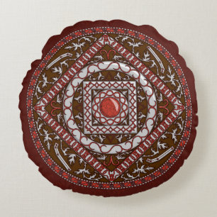 Aries Mandala Round Pillow