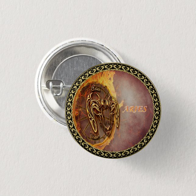 Aries March 21st until April 20th Horoscope 3 Cm Round Badge (Front & Back)