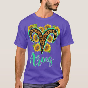 Aries   March April Bday Leopard Zodiac Sign  T-Shirt