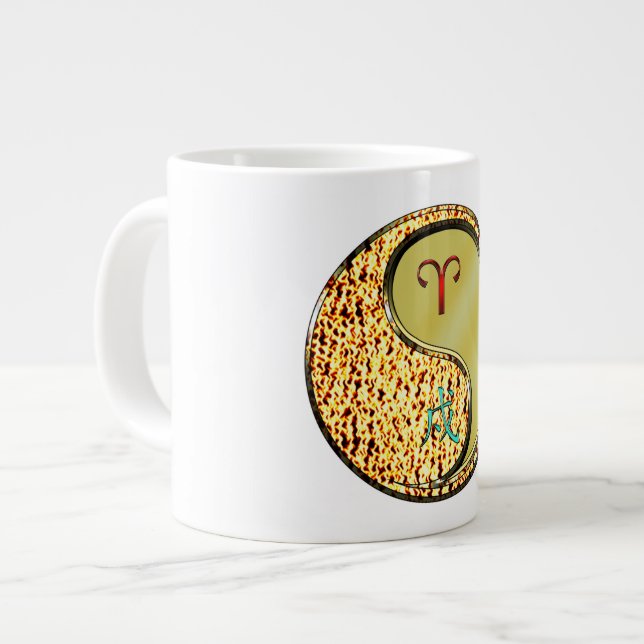 Aries & Metal Dog Large Coffee Mug (Front Left)