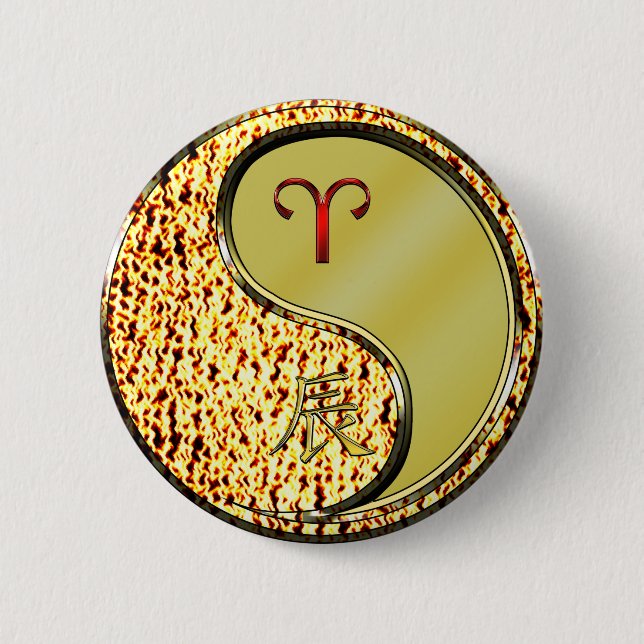 Aries & Metal Dragon 6 Cm Round Badge (Front)