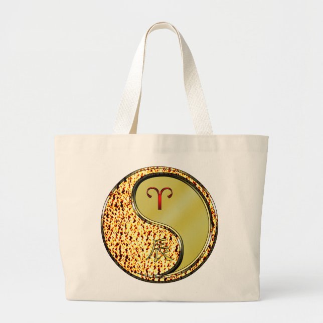 Aries & Metal Dragon Large Tote Bag (Front)