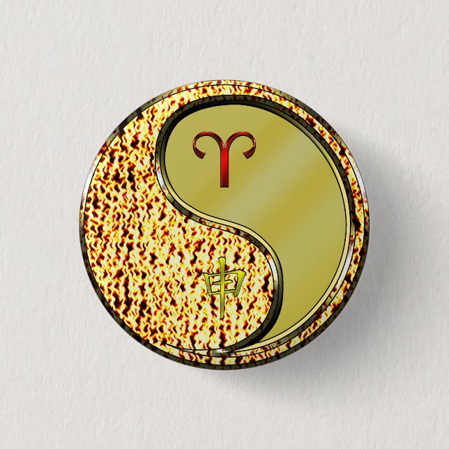 Aries & Metal Monkey 3 Cm Round Badge (Front)