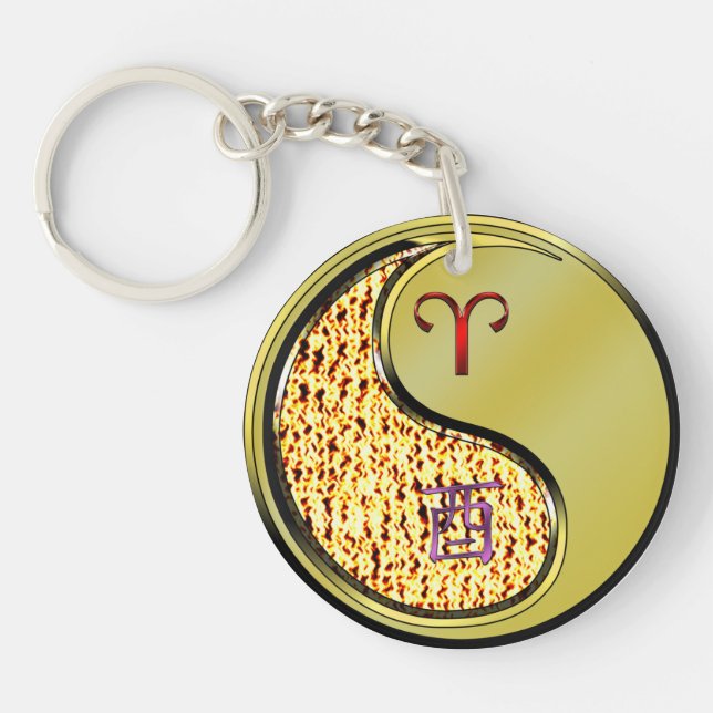 Aries & Metal Rooster Key Ring (Front)