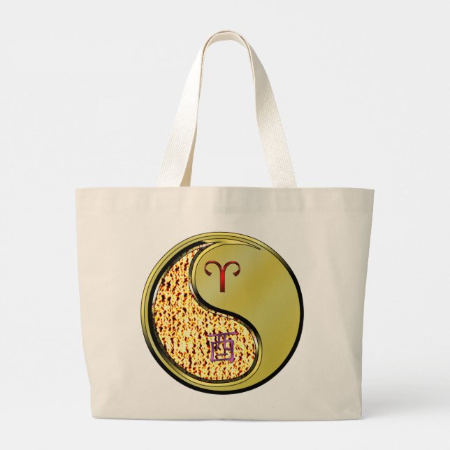Aries & Metal Rooster Large Tote Bag (Back)