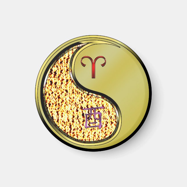 Aries & Metal Rooster Magnet (Front)