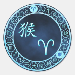 Aries/Monkey Classic Round Sticker