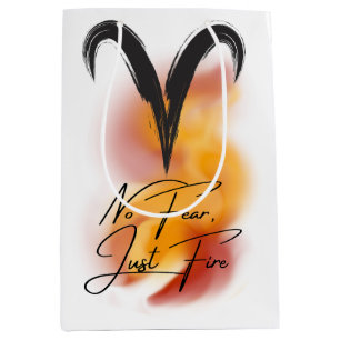 Aries 'No Fear, Just Fire' Zodiac Pride Medium Gift Bag