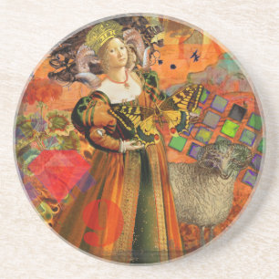 Aries Orange Woman Gothic Illustration Coaster