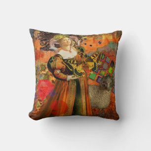 Aries Orange Woman Gothic Illustration Cushion