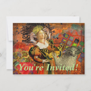 Aries Orange Woman Gothic Illustration Invitation