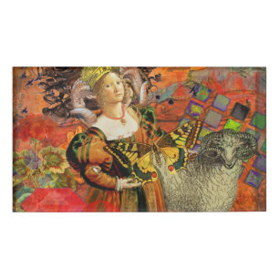 Aries Orange Woman Gothic Illustration Name Tag
