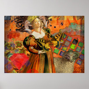 Aries Orange Woman Gothic Illustration Poster