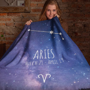 Aries   Personalised Zodiac Constellation Fleece Blanket