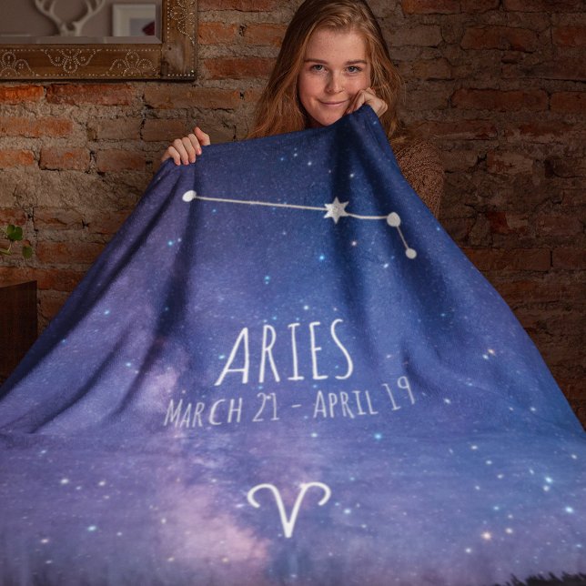 Aries | Personalised Zodiac Constellation Fleece Blanket (Creator Uploaded)