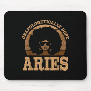 Aries Queen Afro Hair Black Woman Zodiac Sign  Mouse Pad