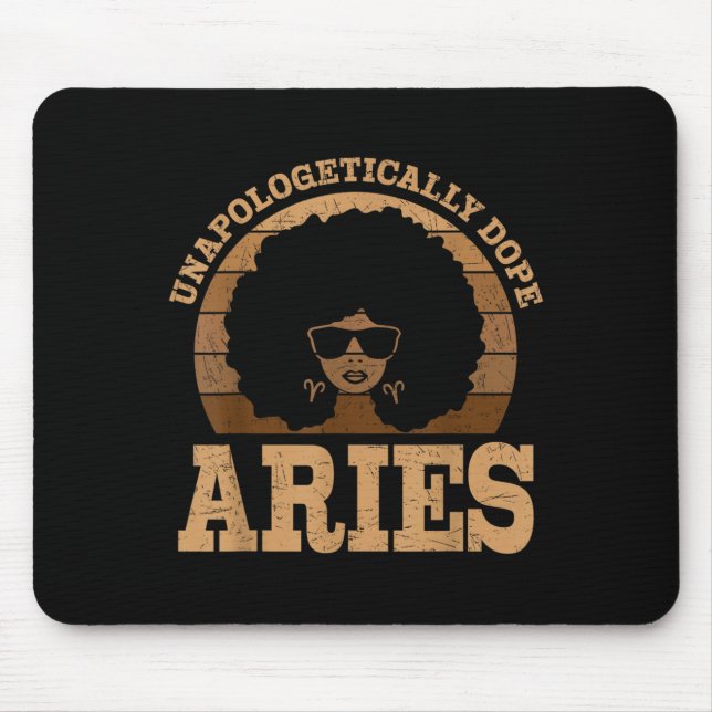 Aries Queen Afro Hair Black Woman Zodiac Sign  Mouse Pad (Front)