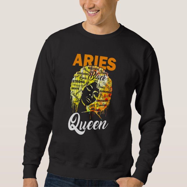Aries Queen Black Woman Afro Natural Hair African Sweatshirt (Front)