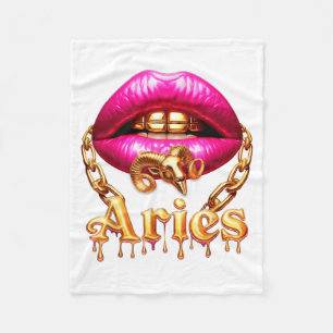 Aries Queen Girl Zodiac Birthday Women nk Lips Fleece Blanket