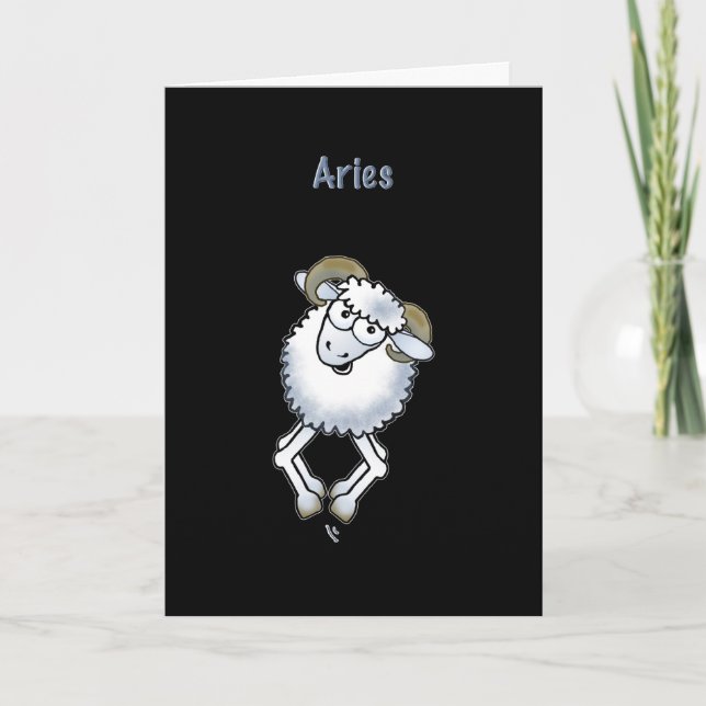 Aries ram birthday sheep Zodiac greeting card (Front)