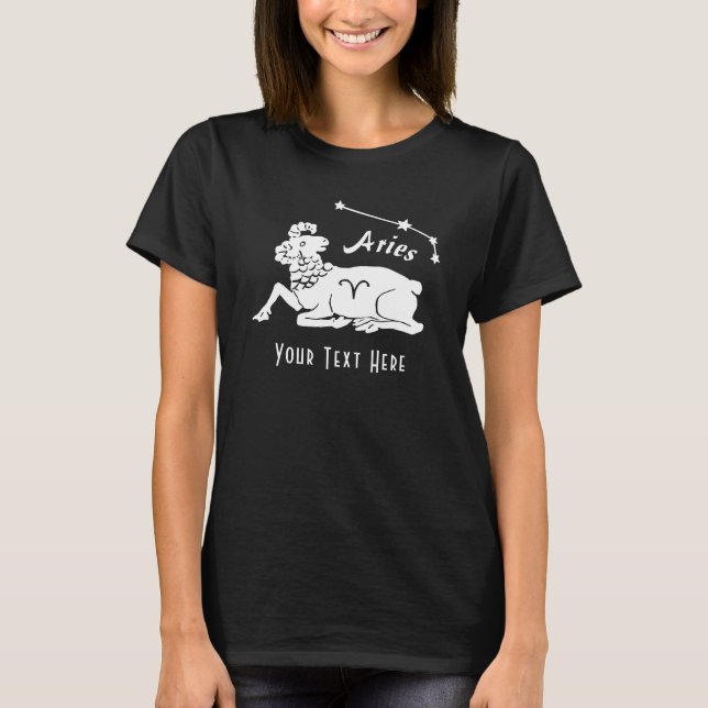 Aries Ram Constellation Birthday Gift Custom Text T-Shirt (Front)
