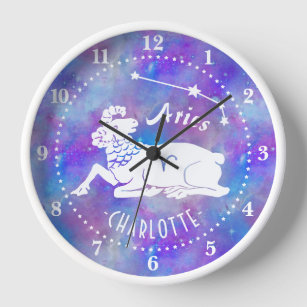 Aries Ram Constellation Stars Custom Name Birthday Clock