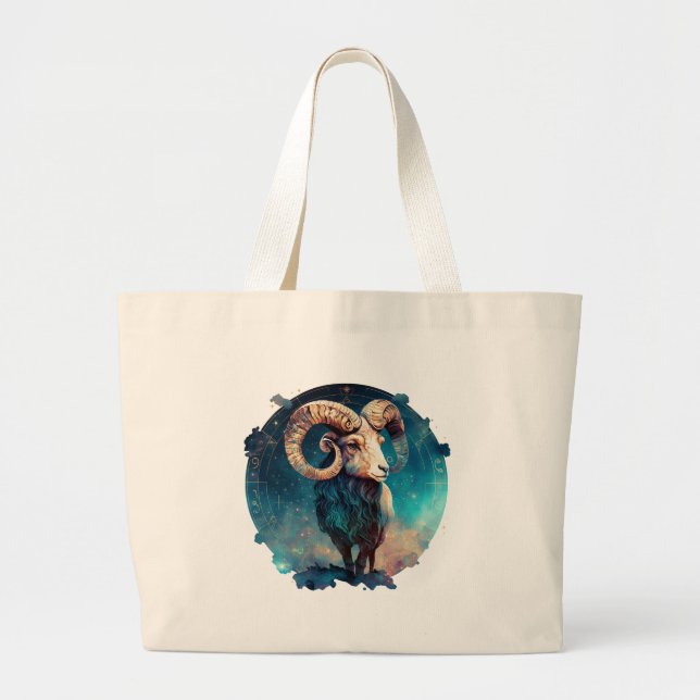 Aries Ram Large Tote Bag (Front)