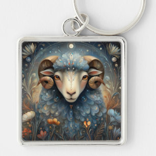 Aries Ram Zodiac Astrology Celestial Birthday Key Ring