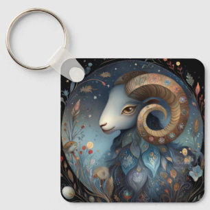 Aries Ram Zodiac Astrology Mystical Birthday Key Ring