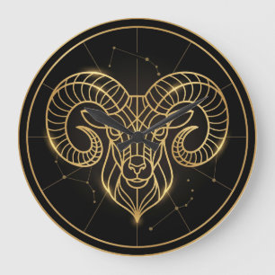 Aries Ram Zodiac Birthday Sun Sign Large Clock