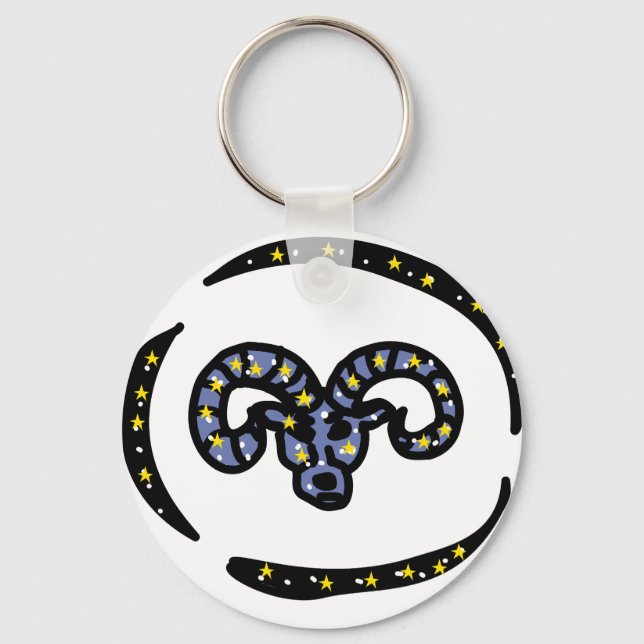 Aries Ram Zodiac Keychain – Minimal Cosmic Ram (Front)