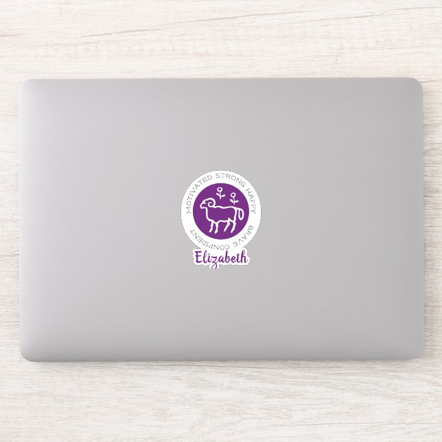 Aries Ram Zodiac Star Sign Traits Purple Sticker (Computer)