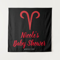 ARIES Red Black Astrology Zodiac Party Backdrop