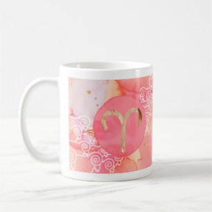 Aries Red Watercolour Astrology Zodiac Sign Mug