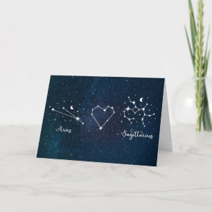 Aries + Sagittarius Zodiac Sign Valentine's Day Thank You Card