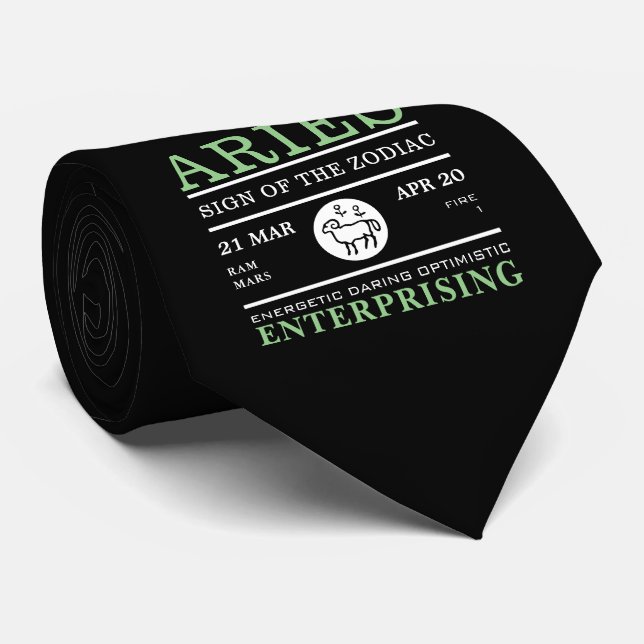 Aries Sign of the Zodiac, Astrological Tie (Rolled)