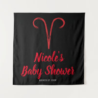 ARIES Sign Red Astrology Zodiac Party Backdrop