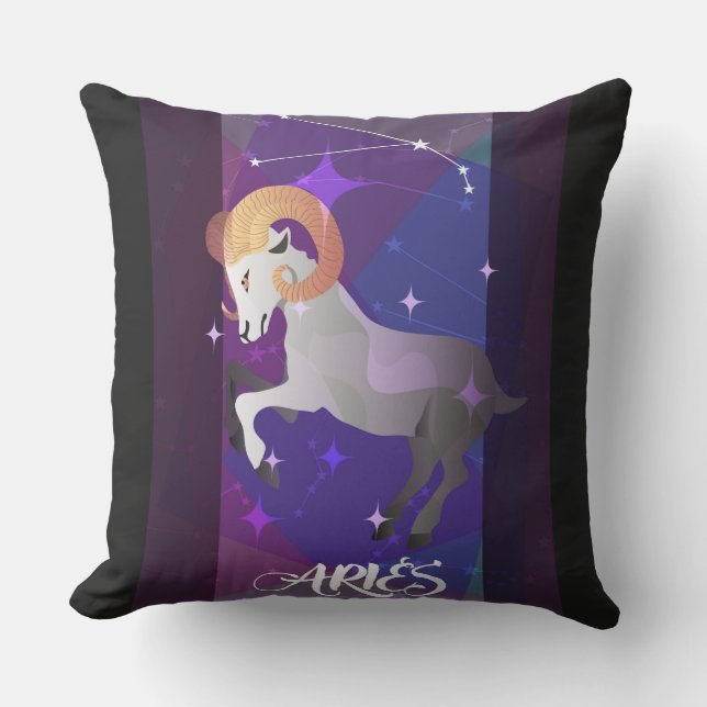 Aries Sign Throw Pillow (Front)