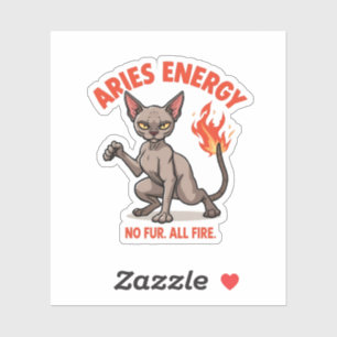 Aries Sphynx Cat Fire Energy Zodiac Art
