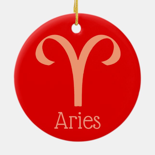 Aries Sun Sign Zodiac Symbol  Ceramic Ornament (Back)