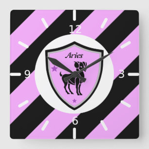 Aries symbol square wall clock