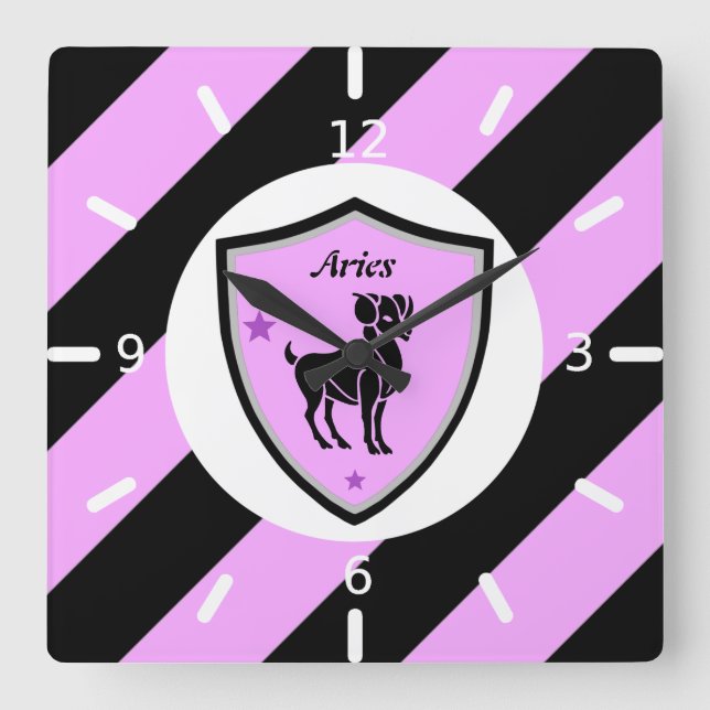 Aries symbol      square wall clock (Front)