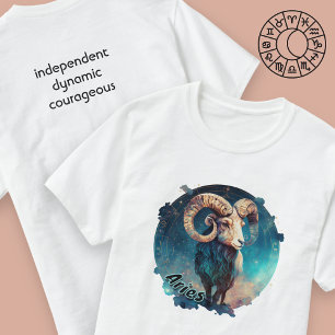 Aries Teal and Tan Watercolor Zodiac T-Shirt