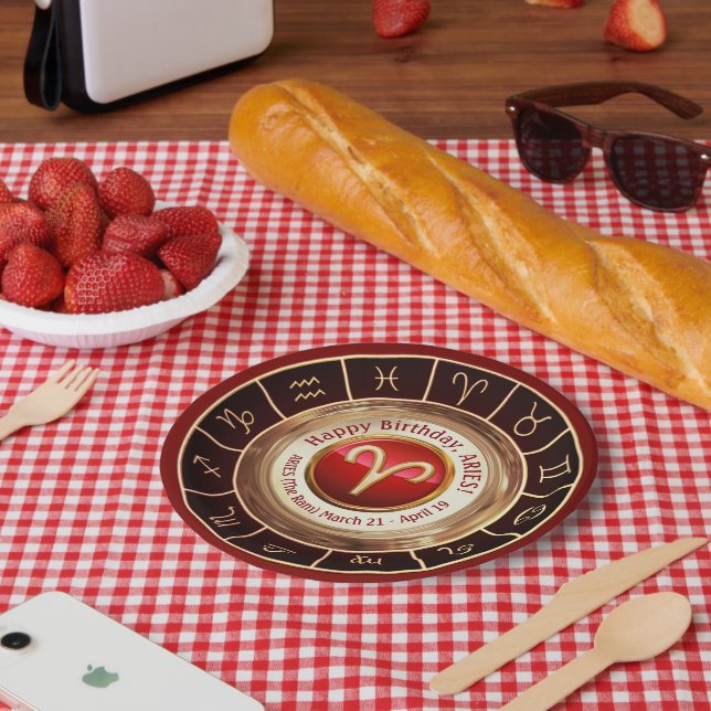 Aries - The Ram Astrological Sign Paper Plate (Picnic)