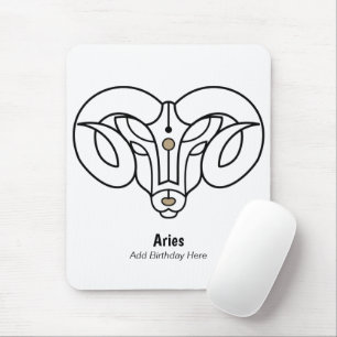 Aries the ram black gold personalise mouse pad