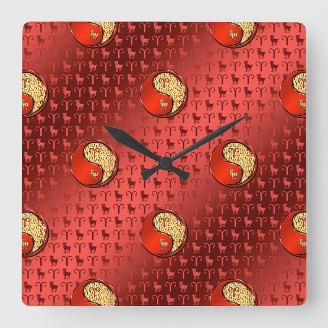Aries the Ram Square Wall Clock (Front)