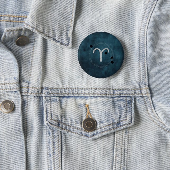 Aries the Ram zodiac constellation teal  6 Cm Round Badge (In Situ)
