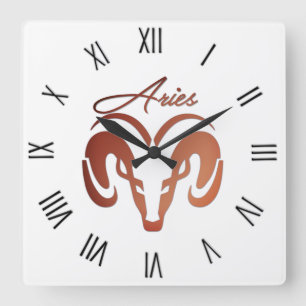Aries the Ram Zodiac Glass Square Wall Clock