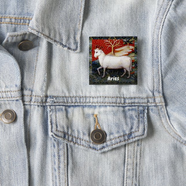 Aries the Ram Zodiac Sign Birthday Party 15 Cm Square Badge (In Situ)