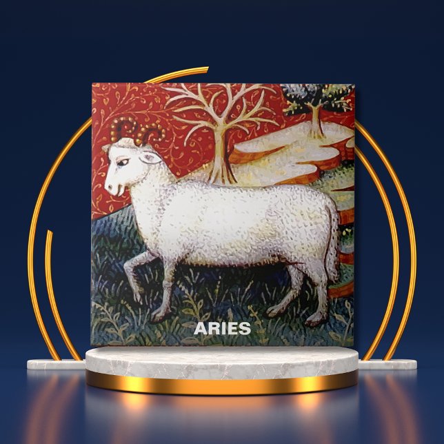 Aries the Ram Zodiac Sign Birthday Party Ceramic Tile (Aries the Ram Zodiac Sign Birthday Party Ceramic Tile Cover)